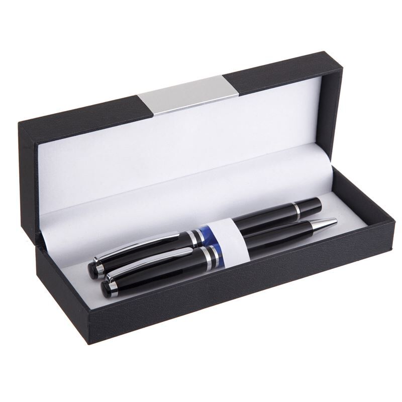 Sophos Pen Box - Traditional Hinged Gift Case with Metal Plate for 1 or 2 Pens