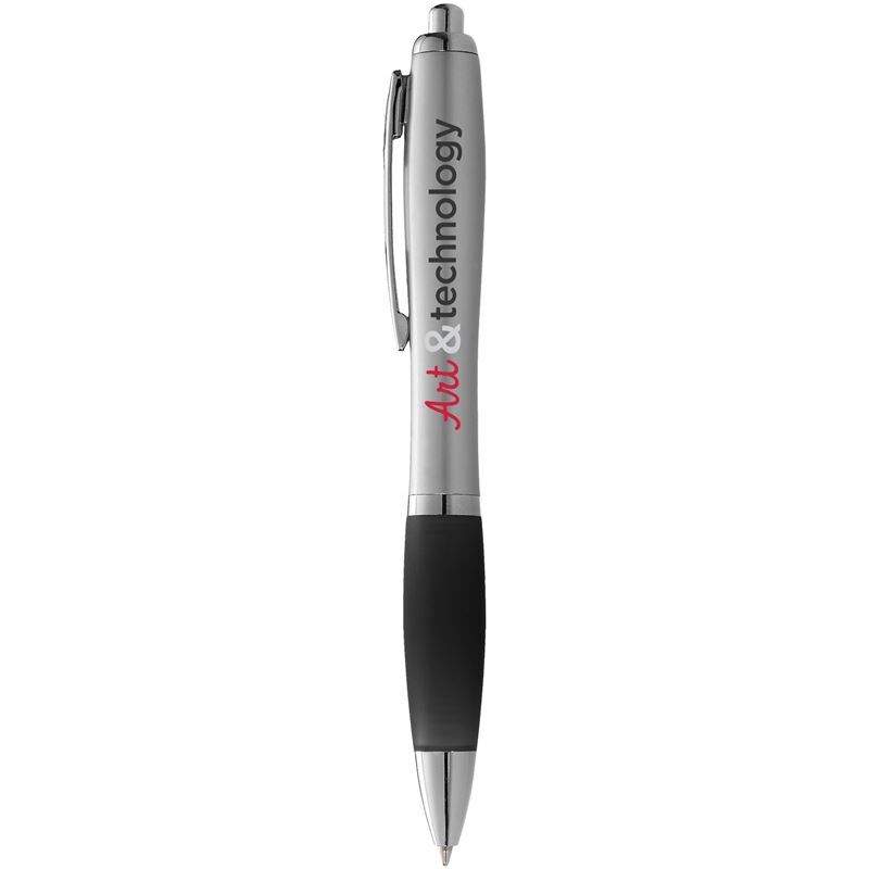 Nash Ballpoint Pen Silver Barrel And Coloured Grip