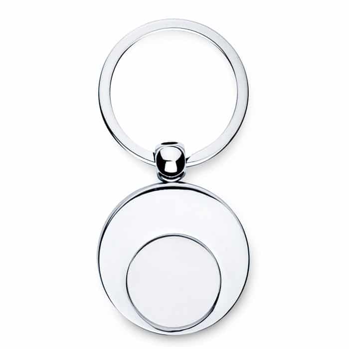 Metal Key Ring With Token - Durable Round Design, 12mm Branding Area