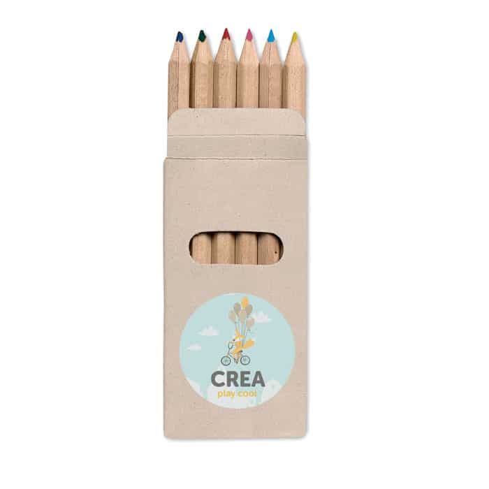 6 Coloured Pencils in Recycled Paper Box - Eco-Friendly Stationery Set
