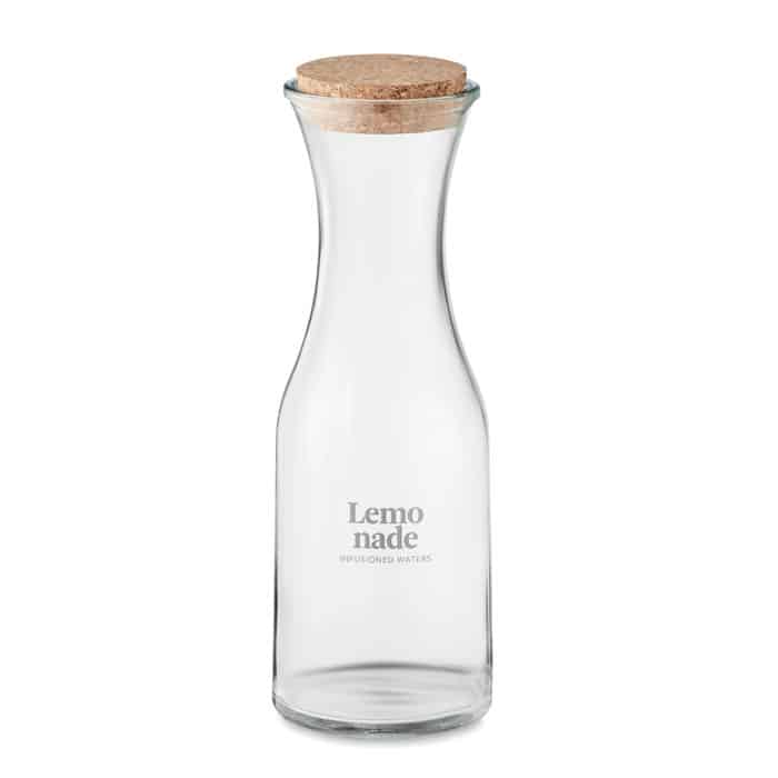 Recycled Glass Carafe 1L - Natural Cork Lid - Eco-Friendly Reusable