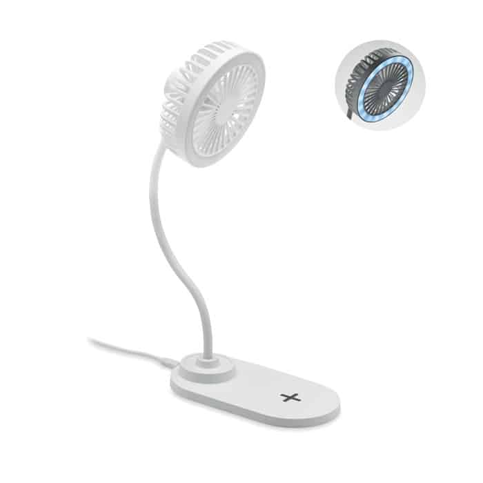 Desktop Charger Fan with LED Light - ABS, 10W Wireless Charging, 3 Speeds