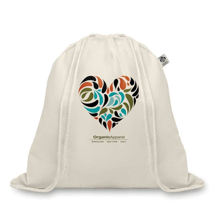 Organic Cotton Drawstring Bag - 105gsm Eco Material, 300×300mm Print Area