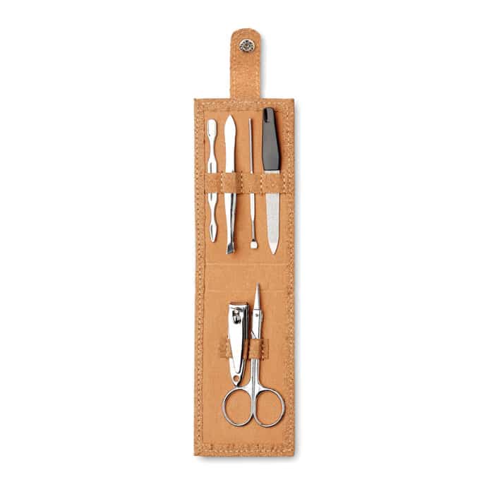Cork 6 Piece Manicure Set - Stainless Steel Tools in Natural Cork Pouch