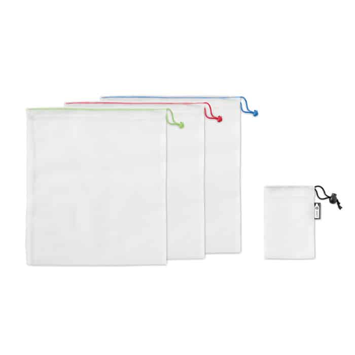 Set of 3 RPET Mesh Food Bags - Reusable, BPA-Free, Machine Washable