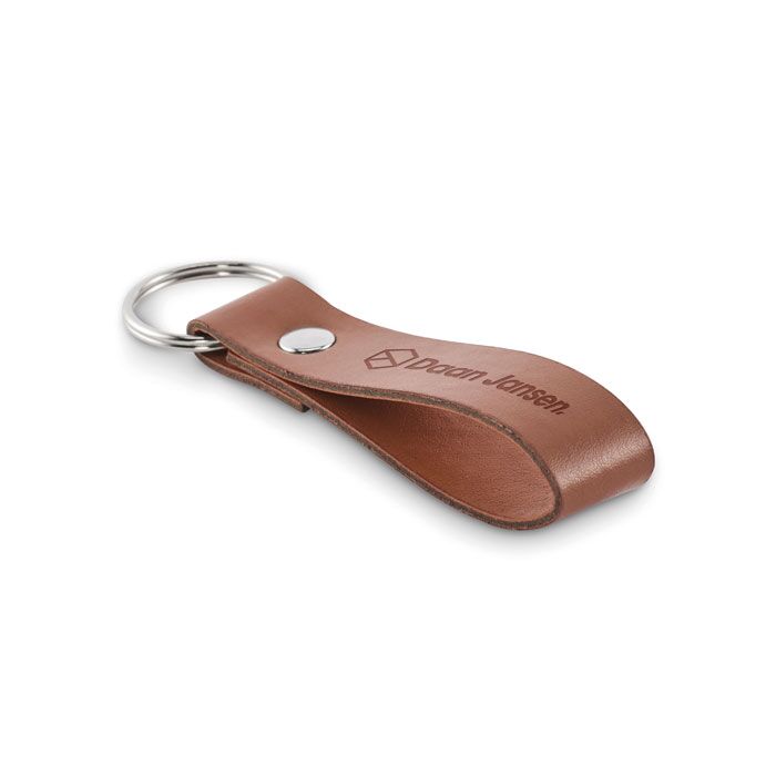 PU Loop Key Ring - Durable Faux Leather, 12mm x 50mm Branding Area