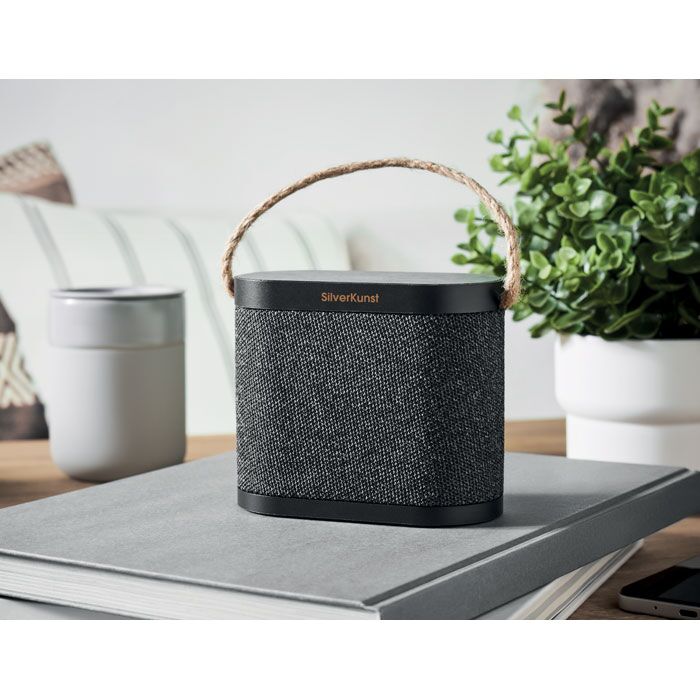 15W Wireless Charger Speaker - Bamboo Top, RPET Fabric, 1200 mAh Battery