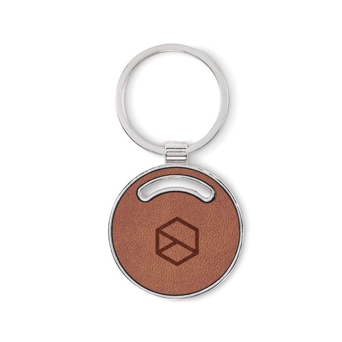 Round Shape Key Ring - Metal with Recycled PU Leather Inlay