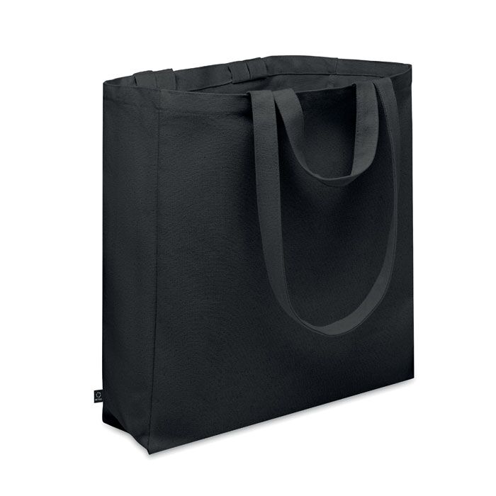 Recycled Cotton Shopping Bag - Zippered Pocket, Dual Handles, 380gsm