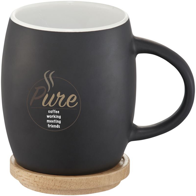 Hearth 400 ml Ceramic Mug With Wooden Coaster