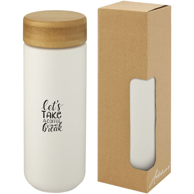 Lumi 300 ml Ceramic Tumbler With Bamboo Lid