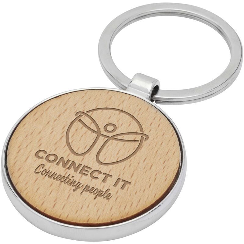 Moreno Beech Wood Round Keychain