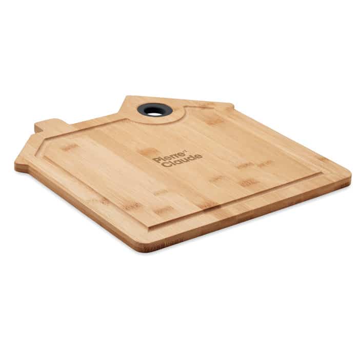 Bamboo House Cutting Board - Natural Finish, Hanging Hole, 220mm x 180mm