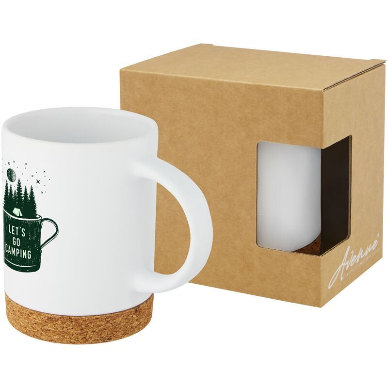 Neiva 425ml Ceramic Mug with Cork Base - Contemporary Design, Recycled Gift Box