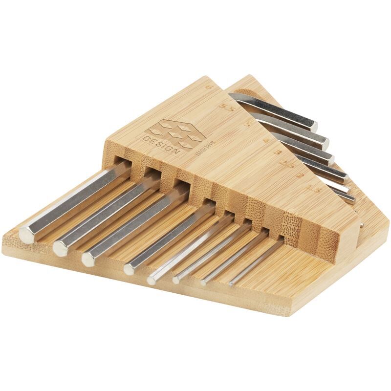 Allen Bamboo Hex Key Tool Set - Carbon Steel Wrenches, Certified Bamboo Holder, 8 Sizes