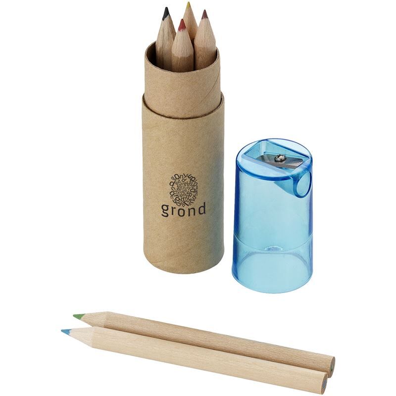 Kram 6-piece Coloured Pencil Set - Cardboard Tube with Sharpener, Paper, 6 Colours
