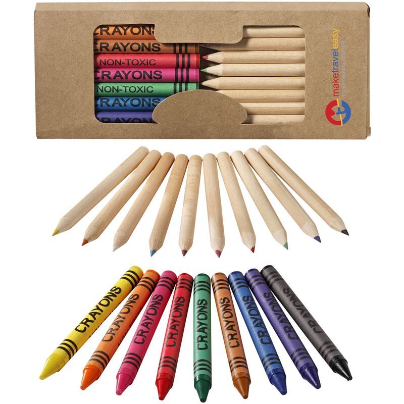 Lucky 19-piece Pencil and Crayon Set - Cardboard Box with Plastic Window, 19 Colours