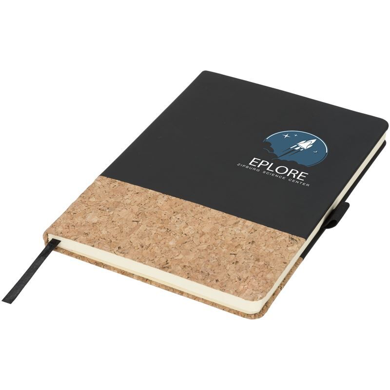 Evora A5 Cork Thermo PU Notebook - Hard Cover, 80 Lined Pages, Elastic Closure