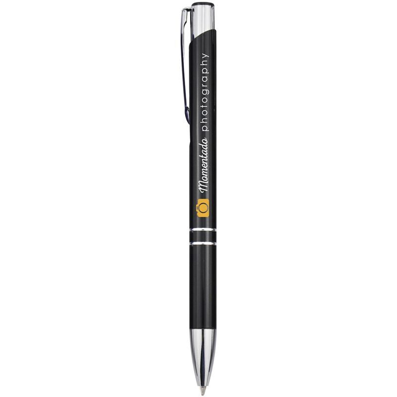 Moneta Aluminium Click Ballpoint Pen - Lacquered Finish with Chrome Details, Black Ink