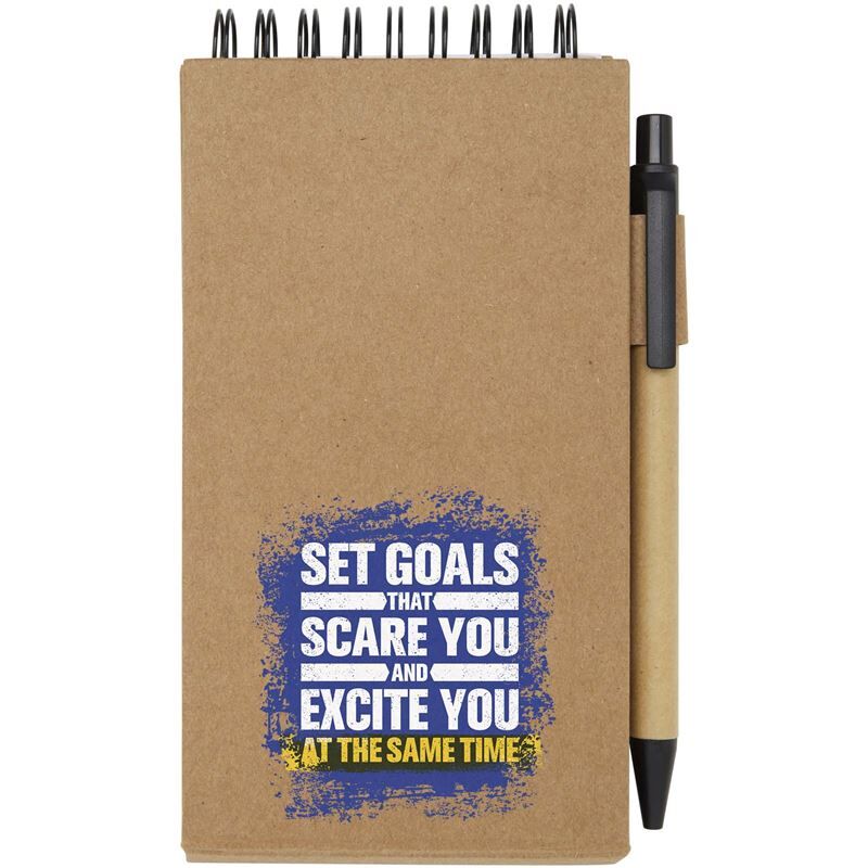 Flipper Sticky Notepad with Ballpoint Pen - FSC Paper, Recycled Barrel, 30 Lined Sheets