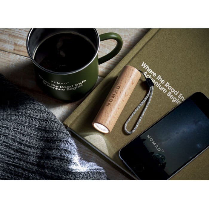 Beech Wood Rechargeable Torch - 5W 70 Lumen LED, 300 mAh Battery