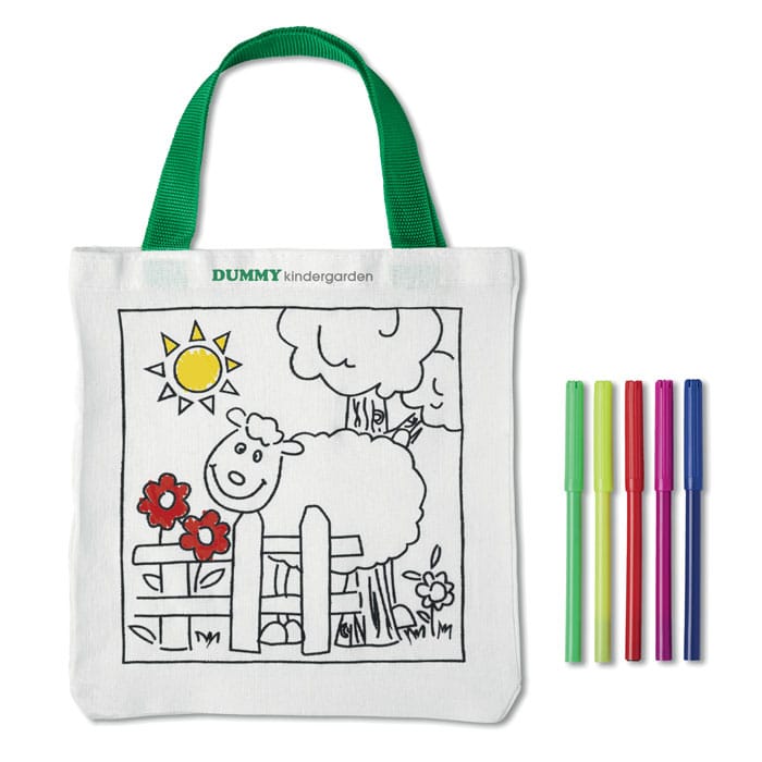 Cotton Tote Bag with 5 Colouring Pens - 200gsm Natural Finish