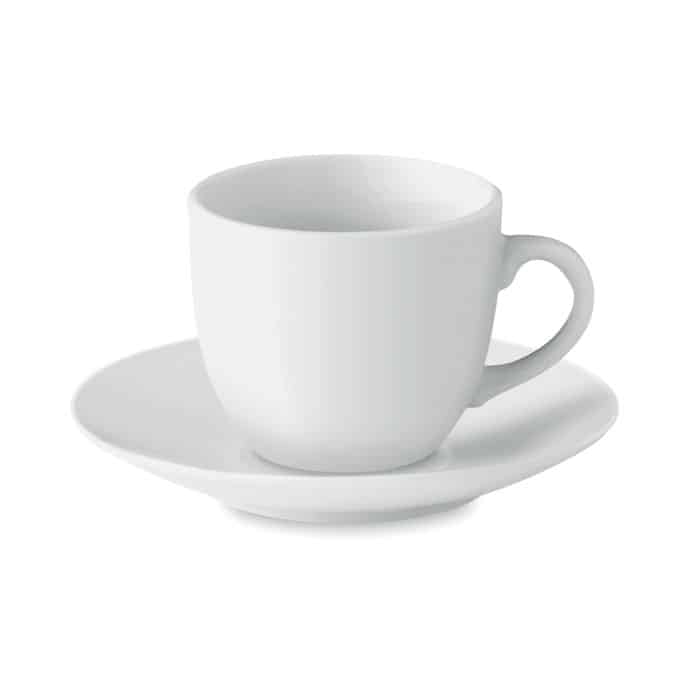 Espresso Cup and Saucer - 80ml Porcelain, Classic White Finish