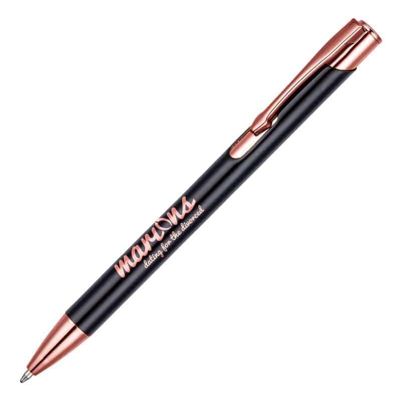 Beck Rose Gold Ball Pen - Metal Barrel, Rose-Gold Trim, Engrave-Reveal Undercoat
