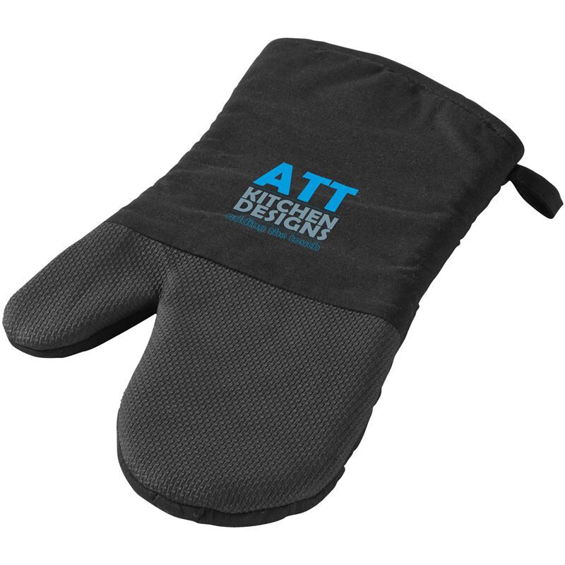 Maya Oven Glove with Silicone Grip - 14cm Cotton Mitten, Diamond Pattern, Right-Handed